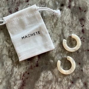 NWT Machete Kate White Tortoise Marbled Hoop Earrings
